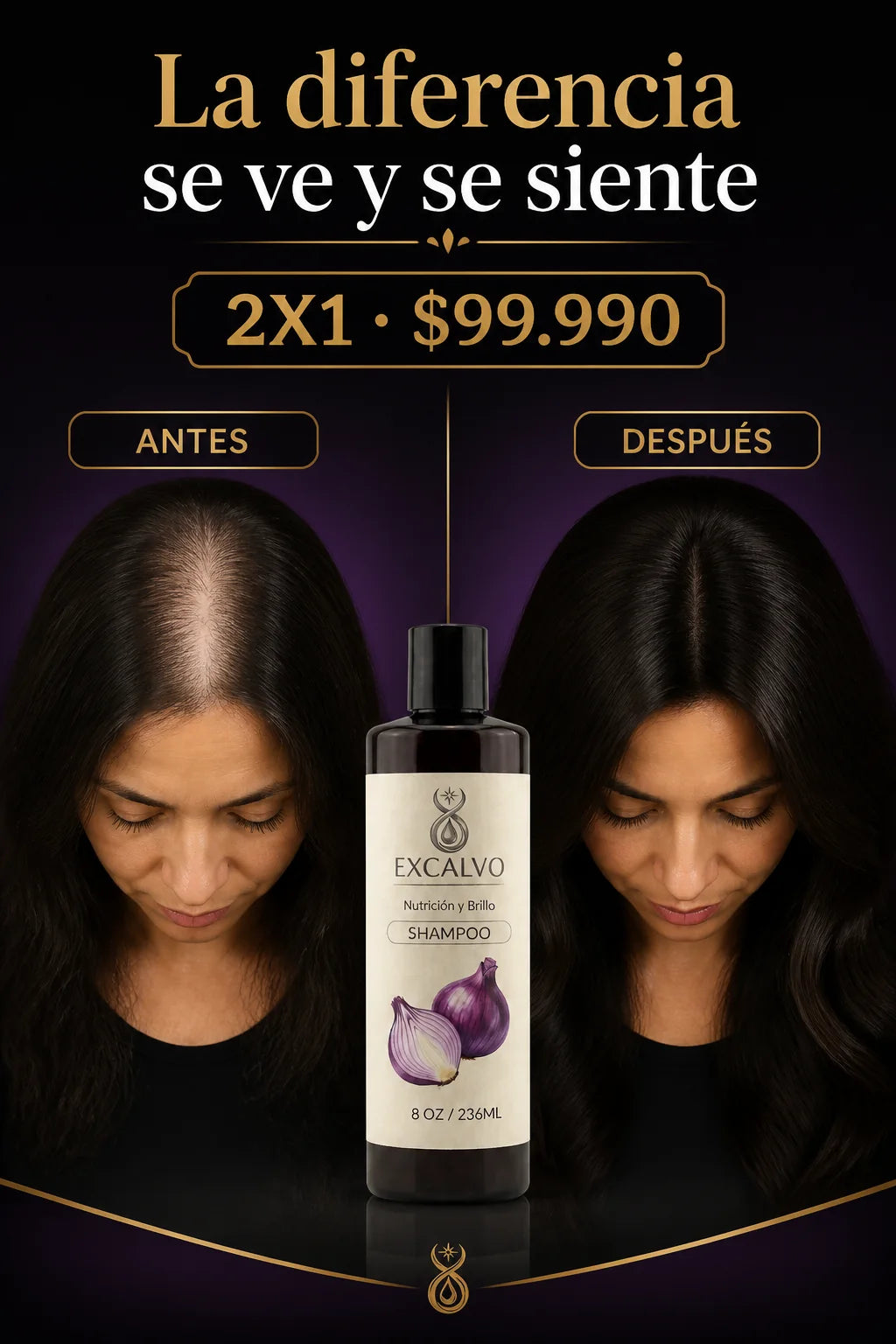 Shampoo Excalvo Mujeres — El Espejo No Miente (Cebolla sin Olor)