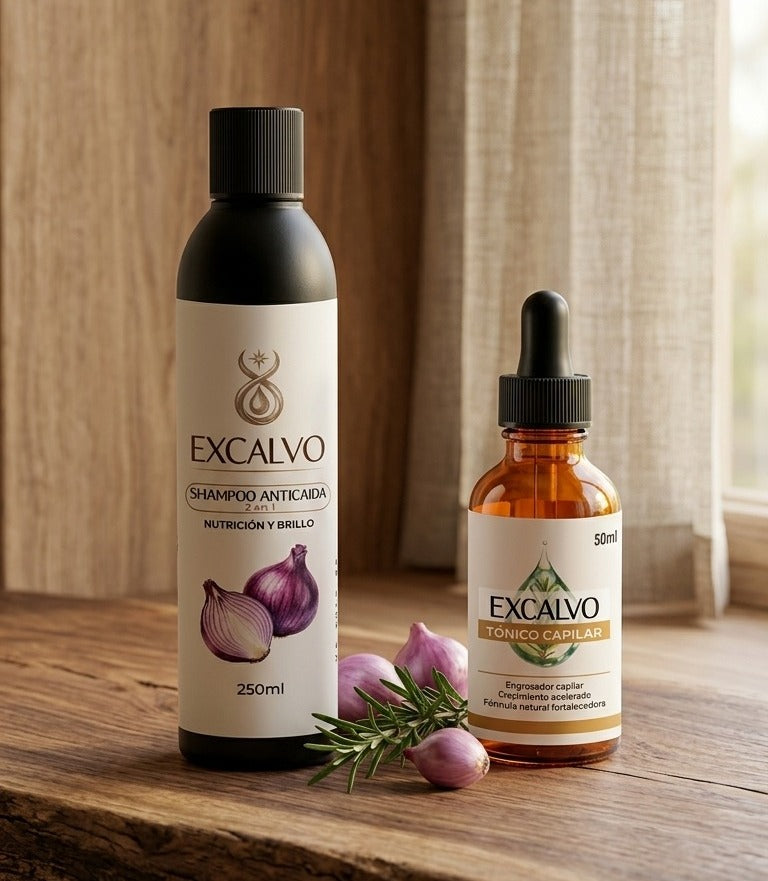 1 Excalvo + 1 Tonico crecimiento natural de cabello