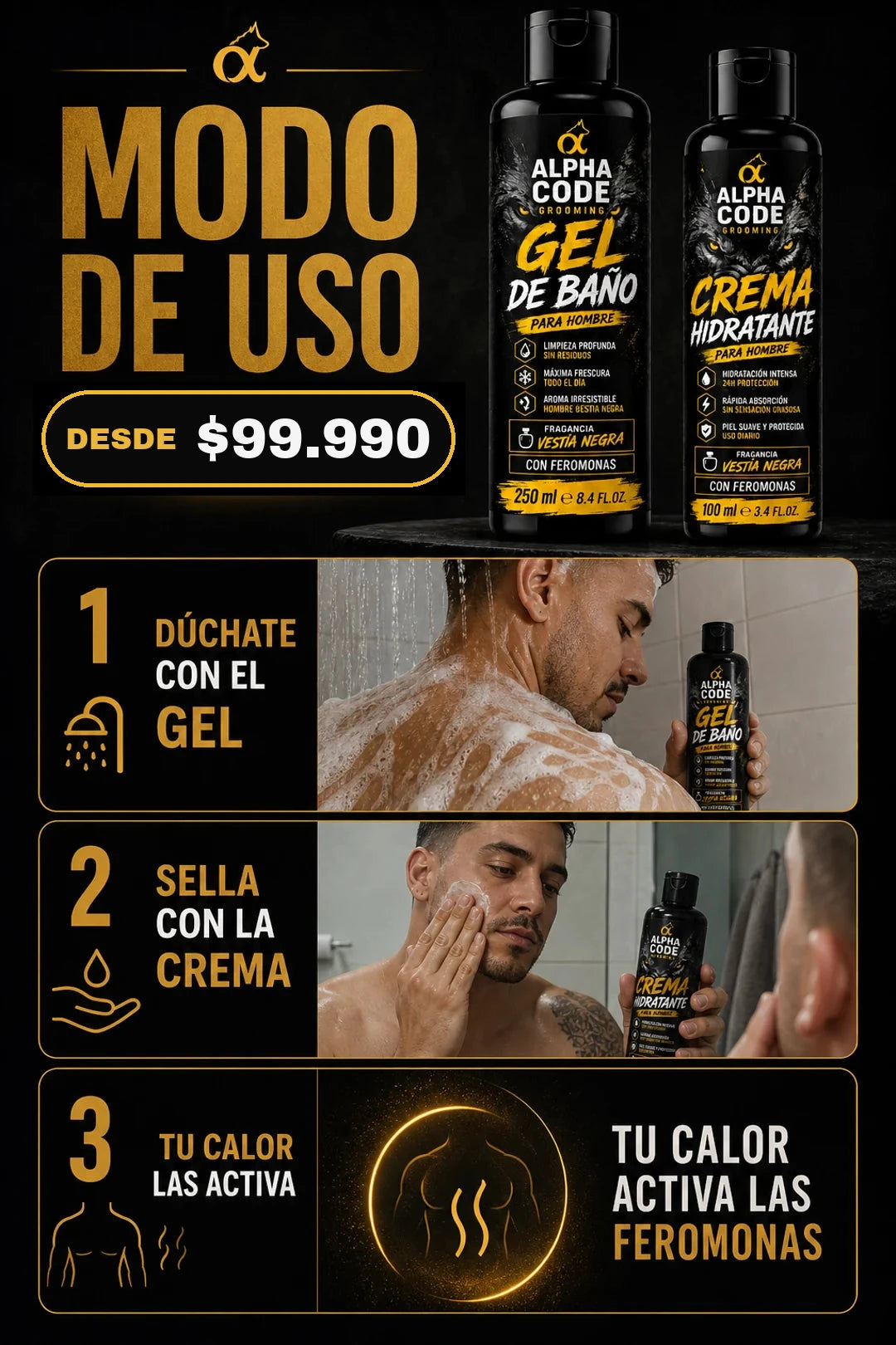 Modo de uso: gel, crema, tu calor
